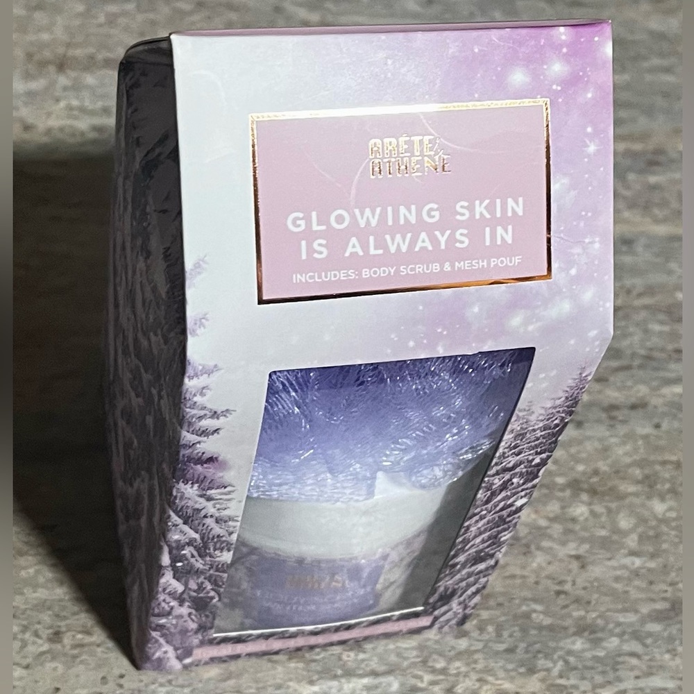 NIB Arete & Athene Winter Snow body scrub & loofah